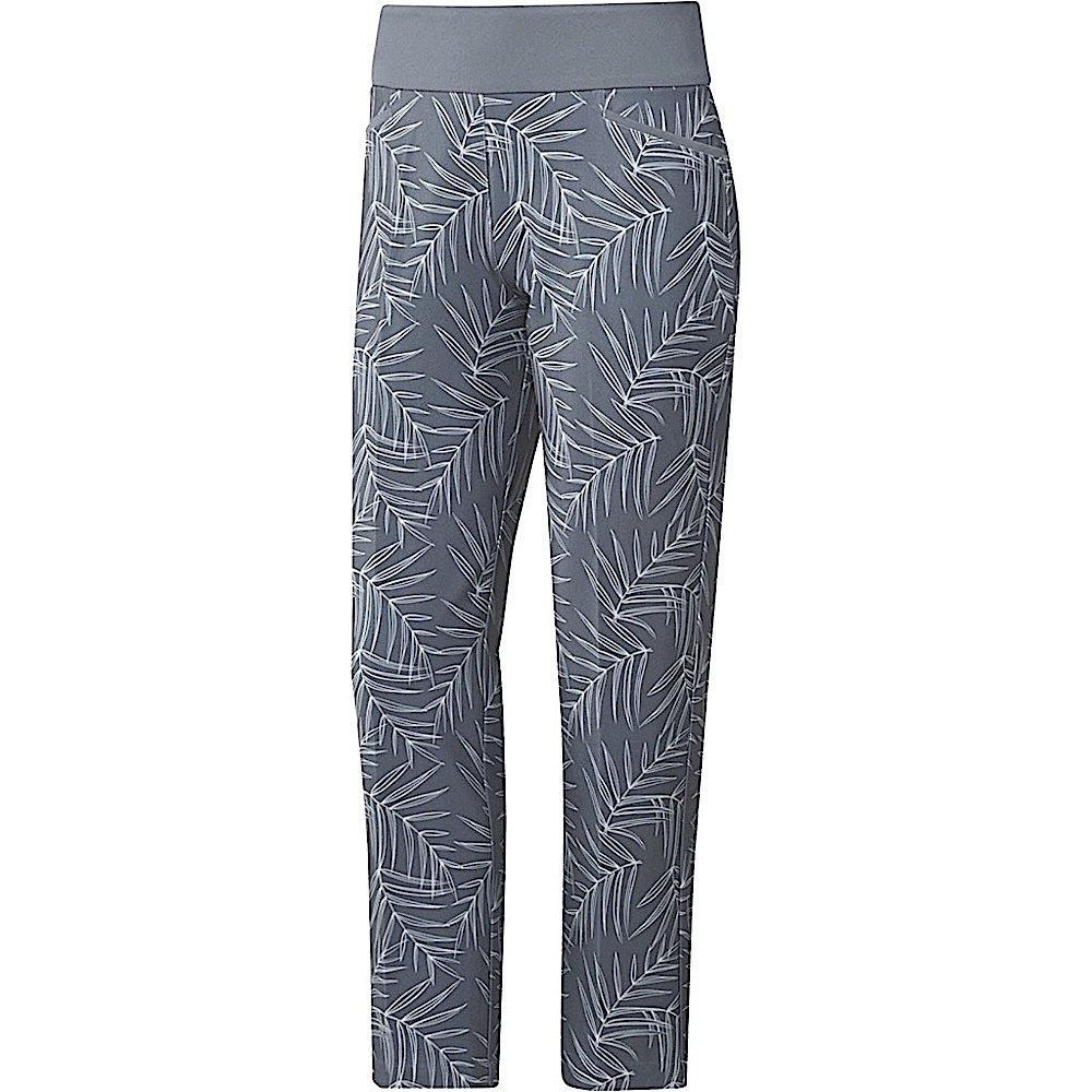 Adidas Women’s Grey White Leaf Printed Pull On Performance Ankle Pants